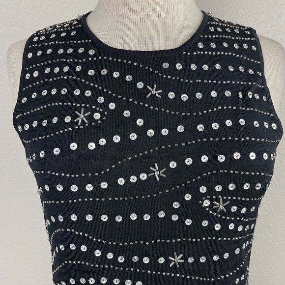 NWT Methode Sleeveless Sequined Black Top Size M - Picture 2 of 8